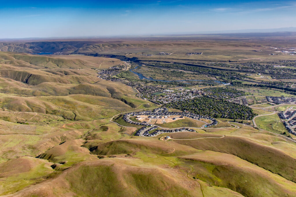 Gorgeous Boise Foothills and small community nestled between them